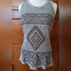 Vocal Tank Top Tan/Brown w/brass & crystals Size 1XL (fits like med)